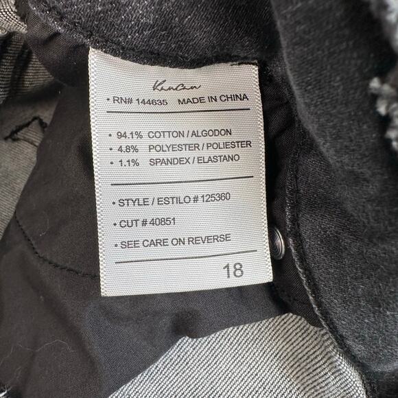 Kancan Shorts Black Women Plus Sz 18 Stonewashed Denim High Rise Raw Frayed Hem - Picture 4 of 7